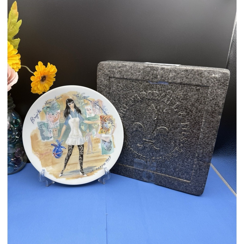 Vintage Limoges D'Arceau Brigette In Mini-skirt 1965 Porcelain Collector Plate